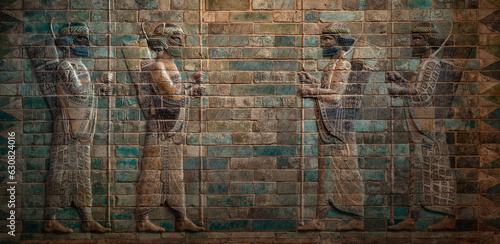 Photography Ancient image of Assyrian warriors