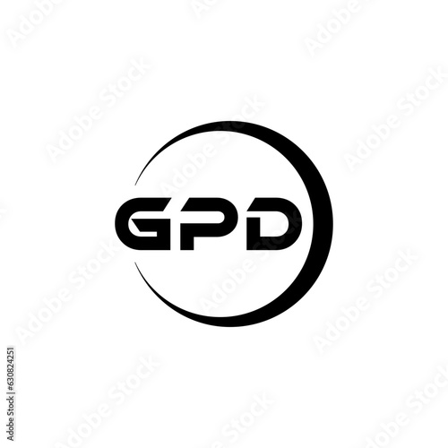 GPD letter logo design with white background in illustrator, cube logo, vector logo, modern alphabet font overlap style. calligraphy designs for logo, Poster, Invitation, etc.