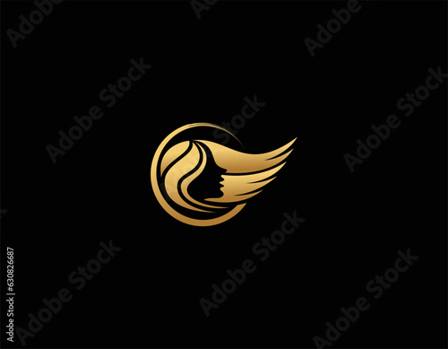 beauty haircut salon logo with scissor vector illustration design