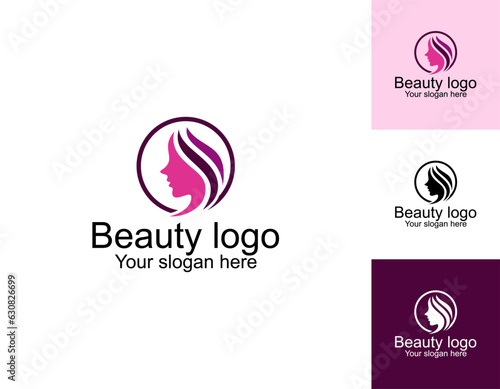 beauty haircut salon logo with scissor vector illustration design