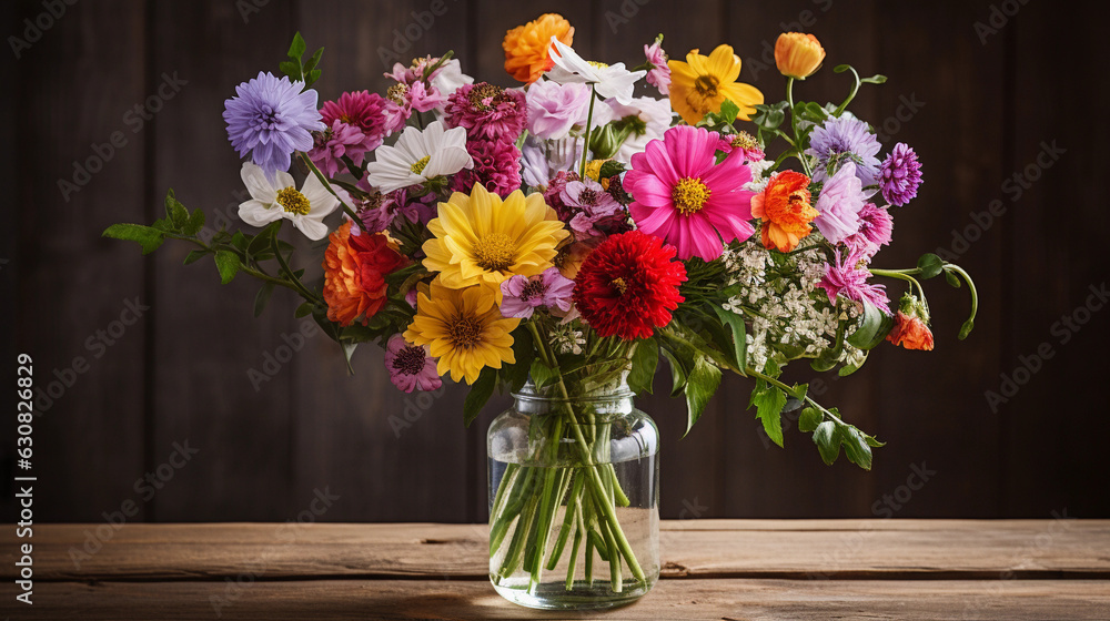 Fototapeta premium A Vase Overflowing with Exquisite Flower Bouquet