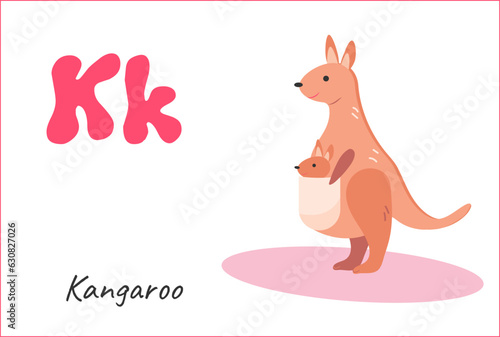 Kangaroo with kangaroo letter K English