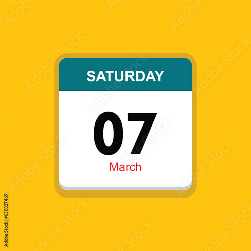 march 07 saturday icon with yellow background, calender icon