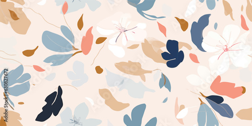 Floral seamless vector pattern. Modern trendy style. Pastel colors. Fashionable template for design