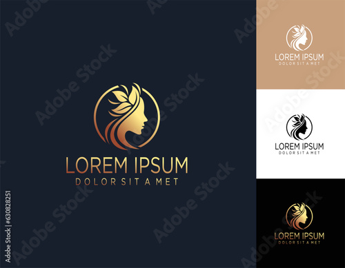 Woman hair salon with interesting colors logo design Premium Vector. part 2