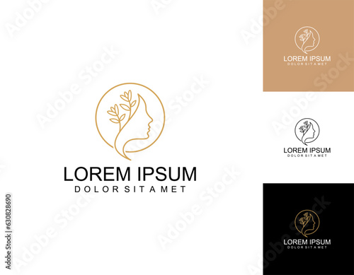 Vector image. Logo for business in the industry of beauty, health, personal hygiene. Beautiful image of a female face. Linear stylized image. Logo of a beauty salon, health industry, makeup artist. © VOKE VICTORI