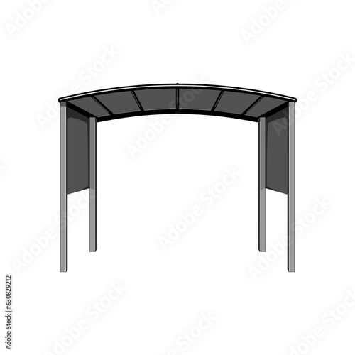 outside pergola patio cartoon. house window, building sky, blue aluminum outside pergola patio sign. isolated symbol vector illustration