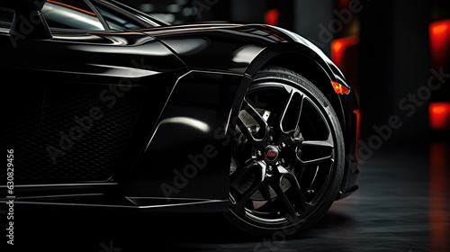 Front view super car with LED headlights black background, AI generated image © is