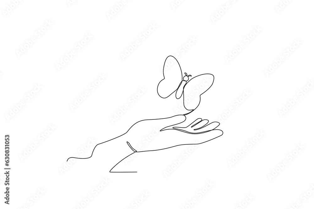 A hand and a butterfly. Pregnancy and infant loss awareness month A hand and a butterfly. Pregnancy and infant loss awareness month