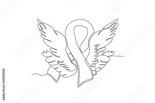 A ribbon and wings. Pregnancy and infant loss awareness month