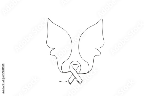A ribbon and wings symbol of loss. Pregnancy and infant loss awareness month
