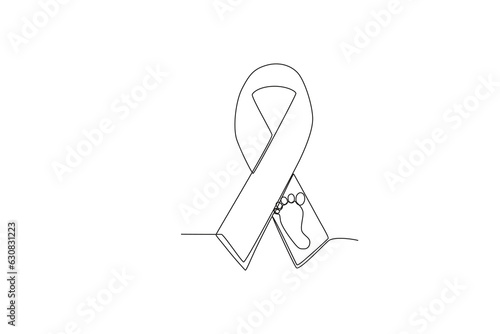A ribbon with the symbol of the birth of the baby. Pregnancy and infant loss awareness month