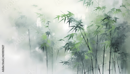 misty morning in the bamboo forest