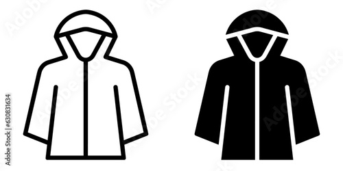 ofvs419 OutlineFilledVectorSign ofvs - raincoat vector icon . rain jacket sign . poncho . isolated transparent . black outline and filled version . AI 10 / EPS 10 / PNG . g11759