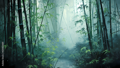 misty morning in the bamboo forest