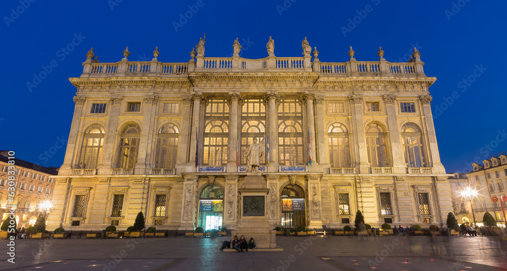 TURIN, ITALY - MARCH 14, 2017: Palazzo Madama at dusk.