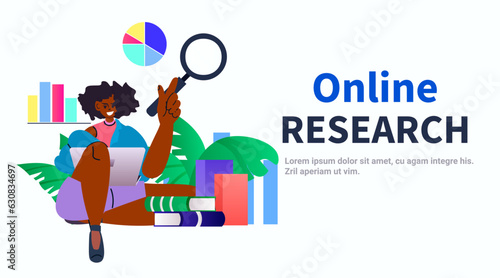 student girl analyzing statistic data on digital screen online research e-learning distance education concept horizontal