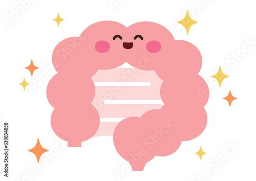 にっこりと元気な腸のキャラクター　シンプルイラスト