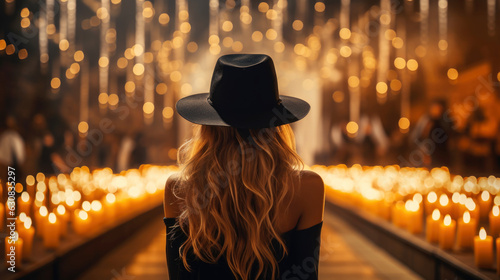 Wallpaper Mural backside of woman. celebration Halloween decorate with bokeh background Torontodigital.ca
