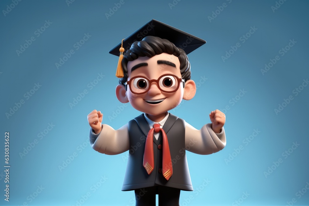 Happy school boy ready for school, 3D clay cartoon style, Education, back to school. Happy school boy ready for school, 3D clay cartoon style, Education, back to school.