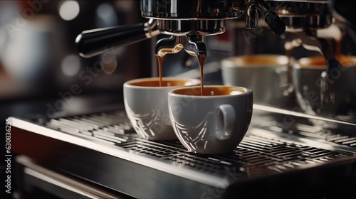 Coffee machine  Preparation of espresso coffee.