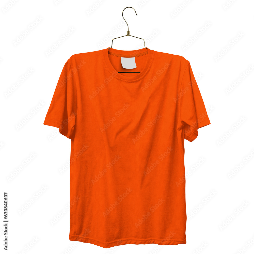 Φωτογραφία Add your graphics as much as you want, to this Realistic T Shirt Mockup In Orange Tiger Color With Hanger