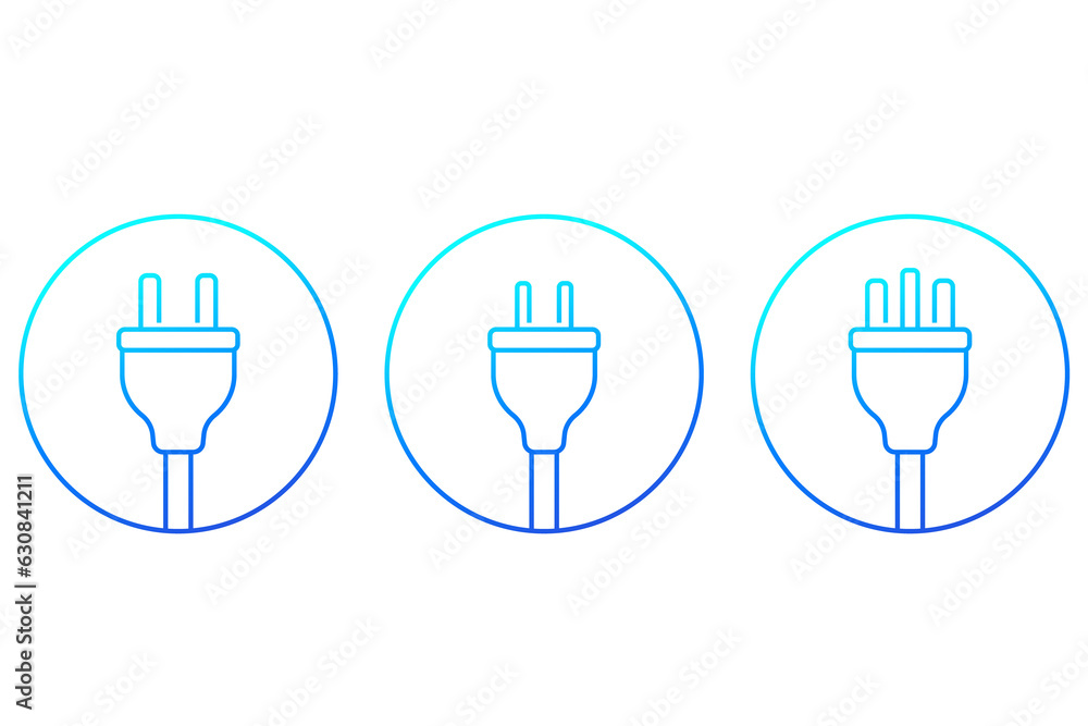 electric plugs icons, linear design electric plugs icons, linear design