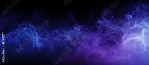 Blue and purple mist on a black surface, with empty area for text.