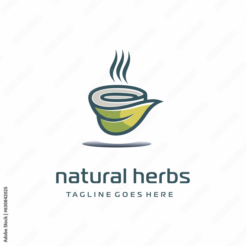 cup shaped tea leaves with elegant line art simple creative. health vector logo design symbol cup shaped tea leaves with elegant line art simple creative. health vector logo design symbol