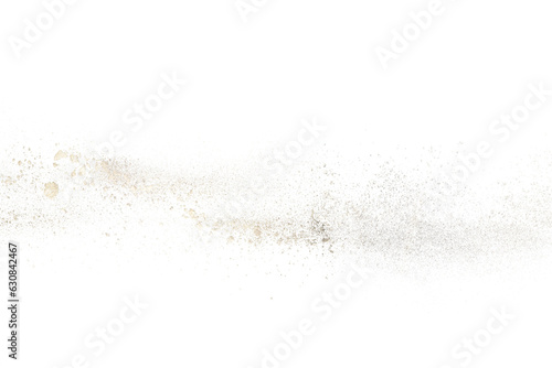 Freeze motion of golden powder exploding or throwing golden powder.