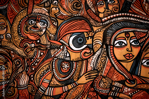 Wallpaper Mural Frau auf der Jagd. Indischer Madhubani-Stil Torontodigital.ca