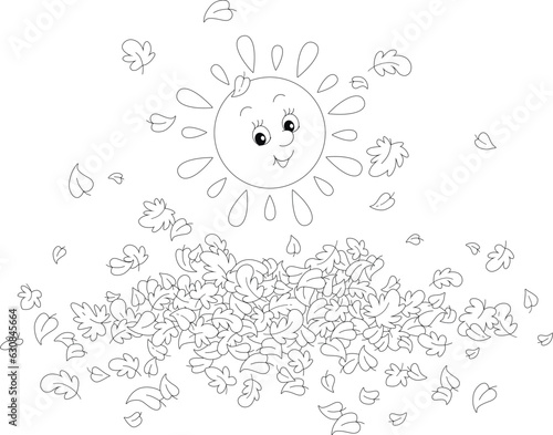 Cute friendly smiling sun a...