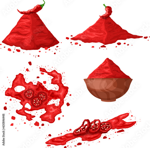 paprika red set cartoon. chili food, chilli seasoning, organic spicy paprika red isolated vector illustration