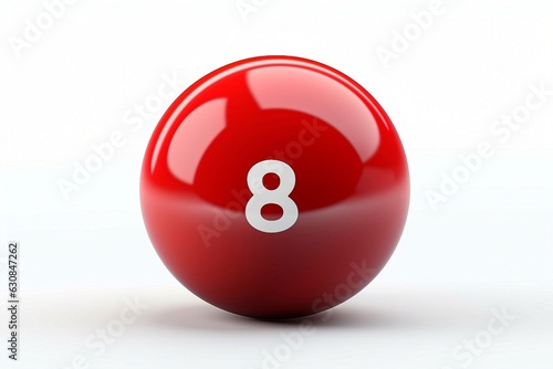red ball with number eight isolated on white background.