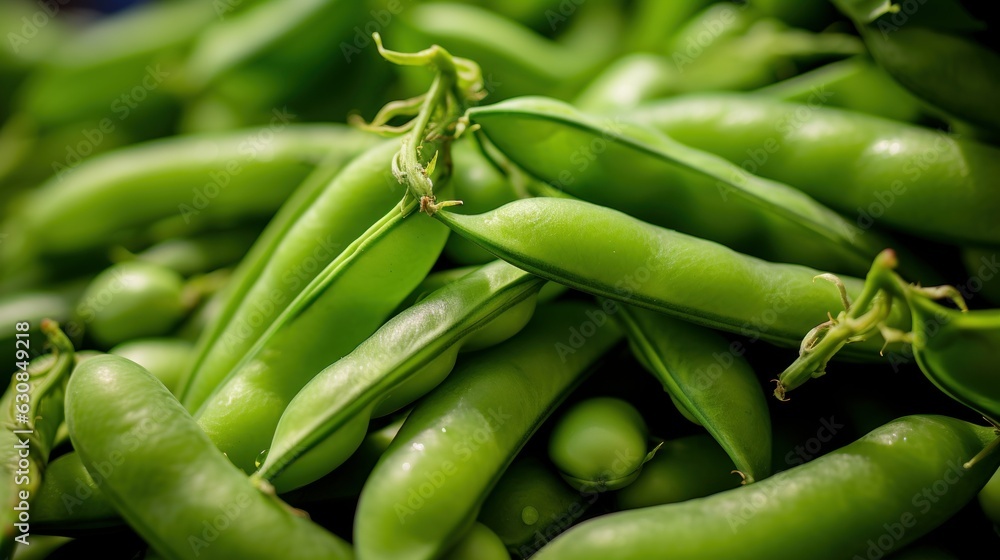 Vibrant pile of fresh green peas