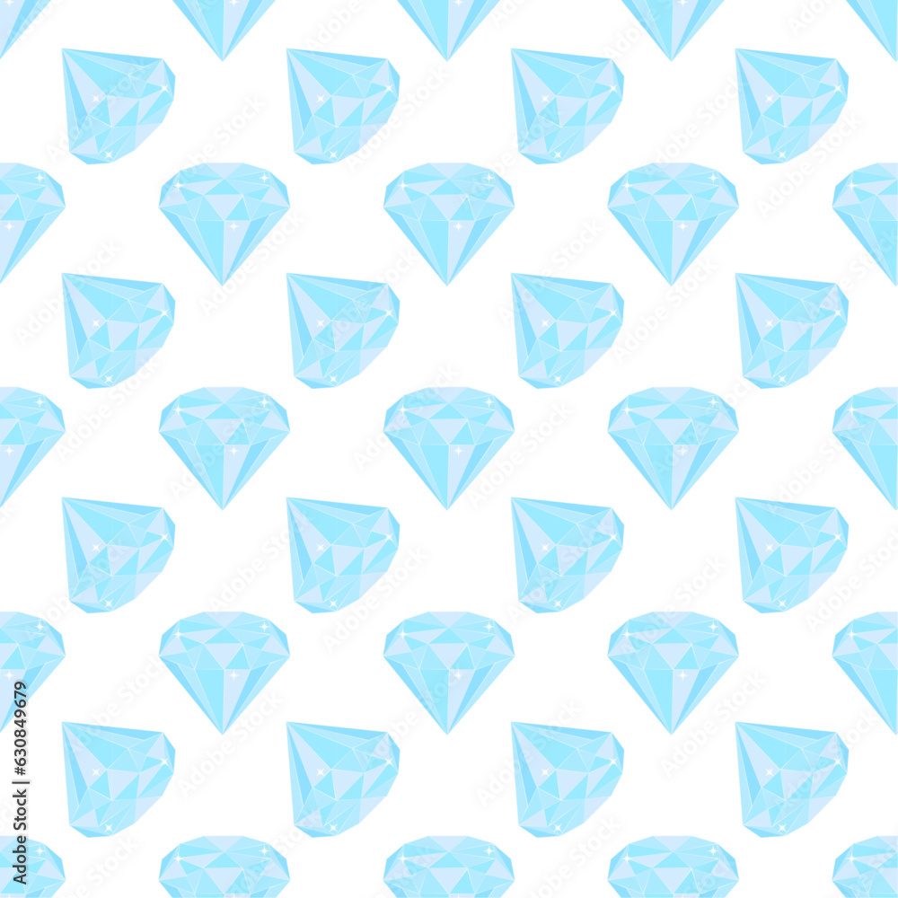 Seamless pattern of blue gems on a white background. Diamond. Gemstone. Seamless pattern of blue gems on a white background. Diamond. Gemstone.