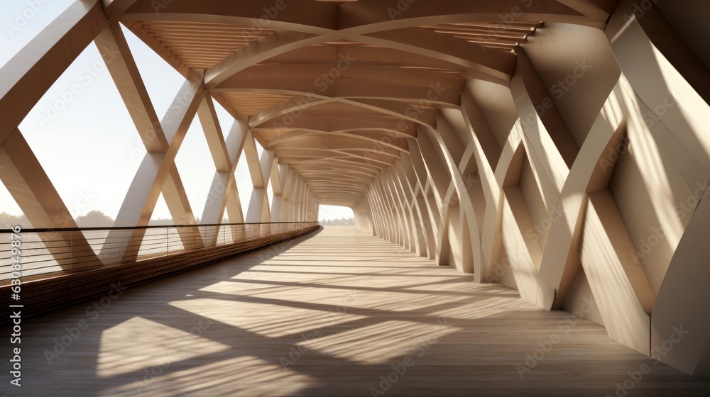 Obraz premium Interplay of shadow and light in a minimalist bridge design, creating captivating visual contrasts.