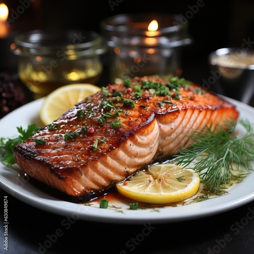 Sizzling Delight: A Close-Up of Grilled Salmon Fillet