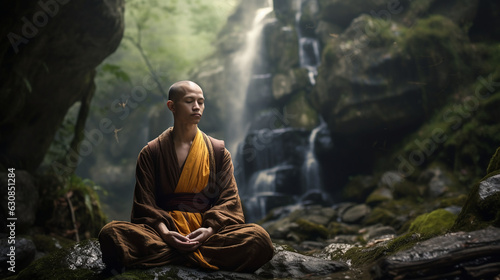 buddhist monk meditating photo photo