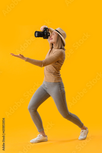 Female photographer with pr...
