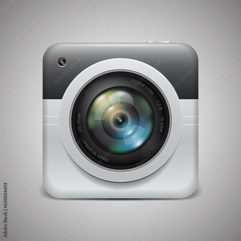 Photo camera icon on a light background. Vector illustration. Photo camera icon on a light background. Vector illustration.