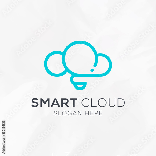 Modern smart bulb cloud logo design vector template