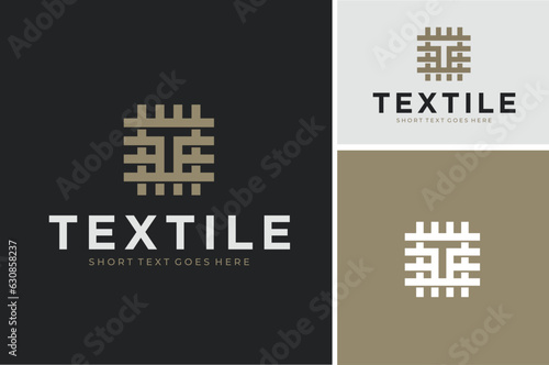 Initial Letter T Textile Texture with Weave Mat motif pattern texture classic logo design