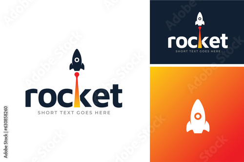 Launching Take Off Rocket Jet Plane Space modern logo word mark logotype design