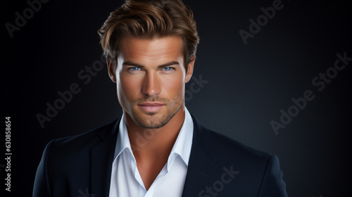 Close up portrait of a very handsome blonde man