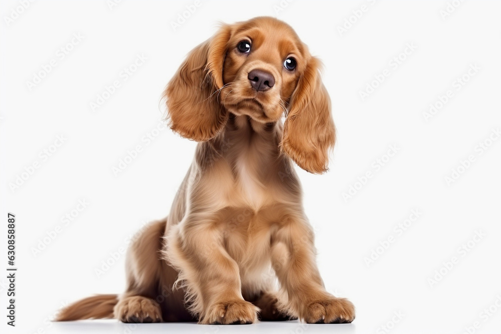 Young cocker spaniel in a white background