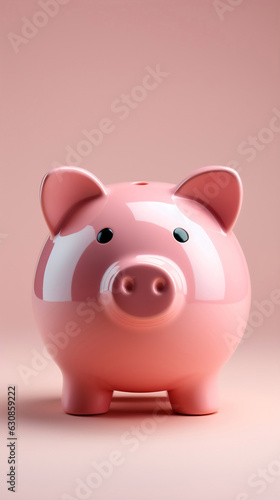 Obraz na płótnie Pink piggy bank on a pink background. 3d style. Generative AI. w salonie
