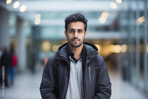Innovation at Work: High-Resolution Portrait of a Young Software Engineer in a Buzzing Tech Hub