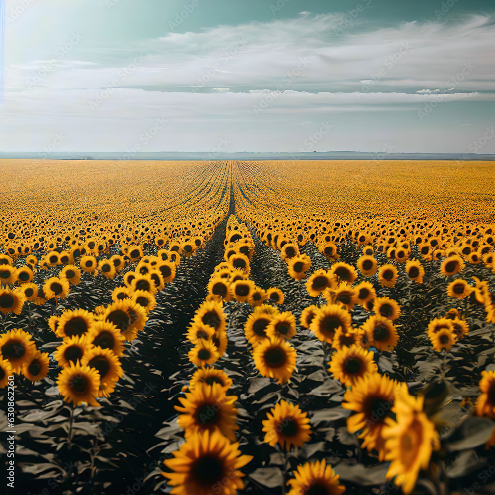 Obraz premium Sunflower field field of sunflowers, flowers and sky summer 