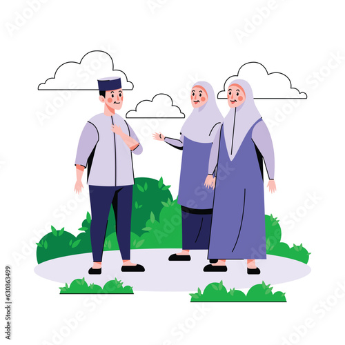 People having nice conversation among each other, good community in their neighborhood
 